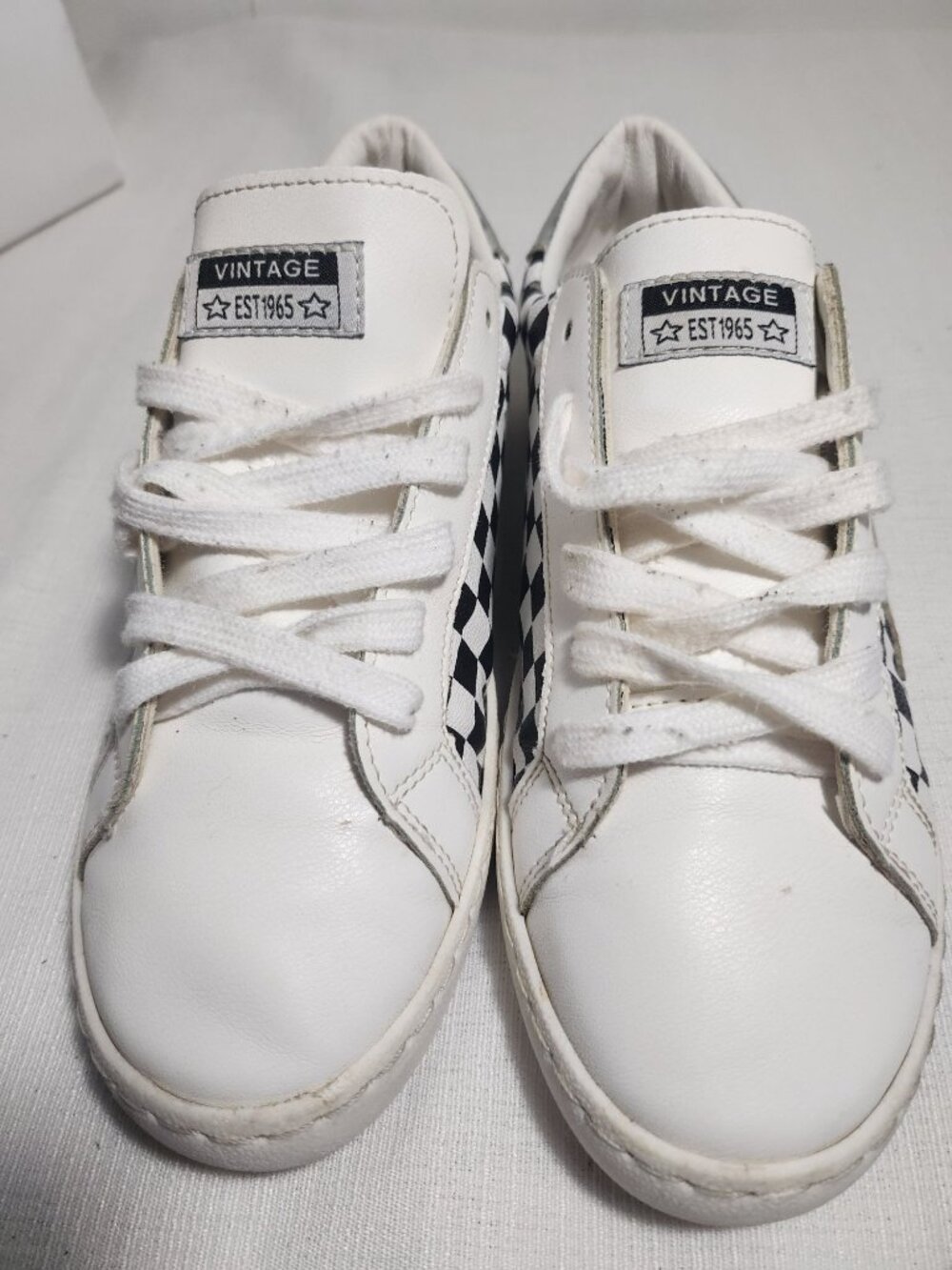 vintage 1965 Bianca Checkered Multi Sneakers White & Black Women`s 7.5